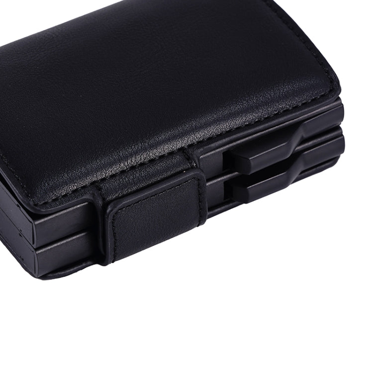FY2403 RFID Anti-magnetic Crazy Horse Texture PU Dual Box Card Bag(Black)