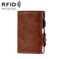 FY2404 RFID Anti-magnetic Double Ear Buckle PU Card Bag(Brown)