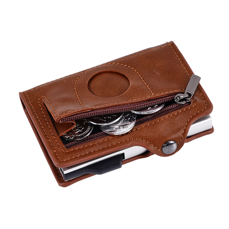 FY2404 RFID Anti-magnetic Double Ear Buckle PU Card Bag(Brown)