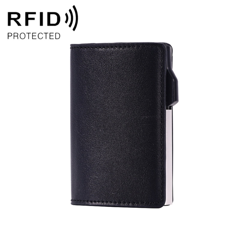 FY2406 RFID Anti-magnetic Crazy Horse Texture PU Card Bag(Black)