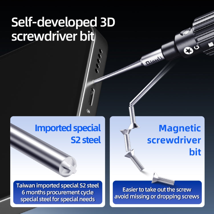 5 in 1 QianLi iWhale Special S2 Steel Magnetic Torque 3D Screwdriver, Model:A/B/C/D/E