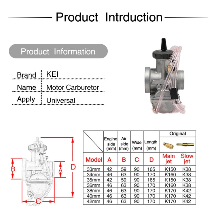 PWK34mm Universal Motorcycle Carburetor Carb Motor Carburetor