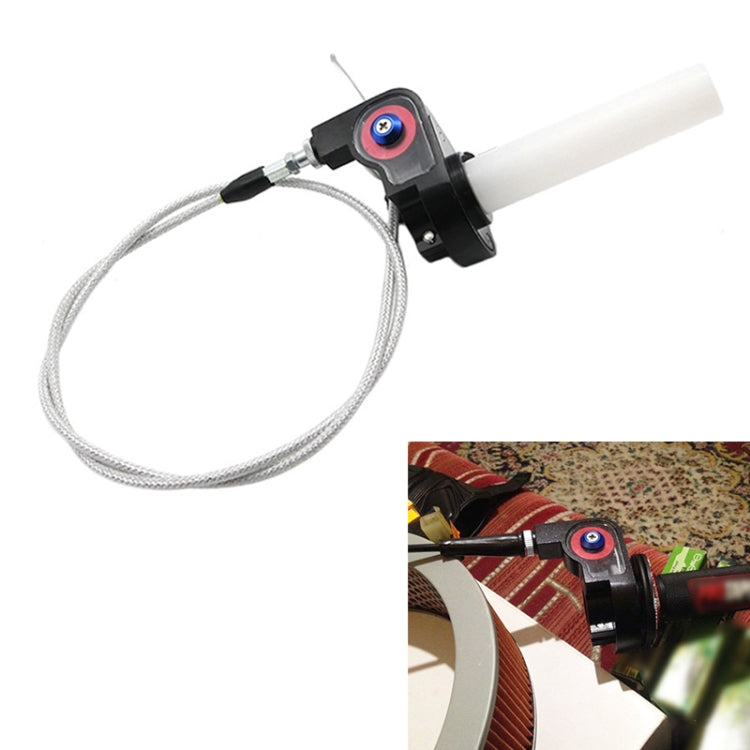 Off-road Motorcycle Modified 22mm Handle Throttle Clamp Hand Grip Big Torque Oil Visual Throttle Accelerator for with Cable(Red with Silver Throttle Cable)