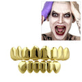 Hip Hop Accessories Gold Tooth Set Real Gold Plating Smooth Upper Eight Lower Six Denture Set(Gold)
