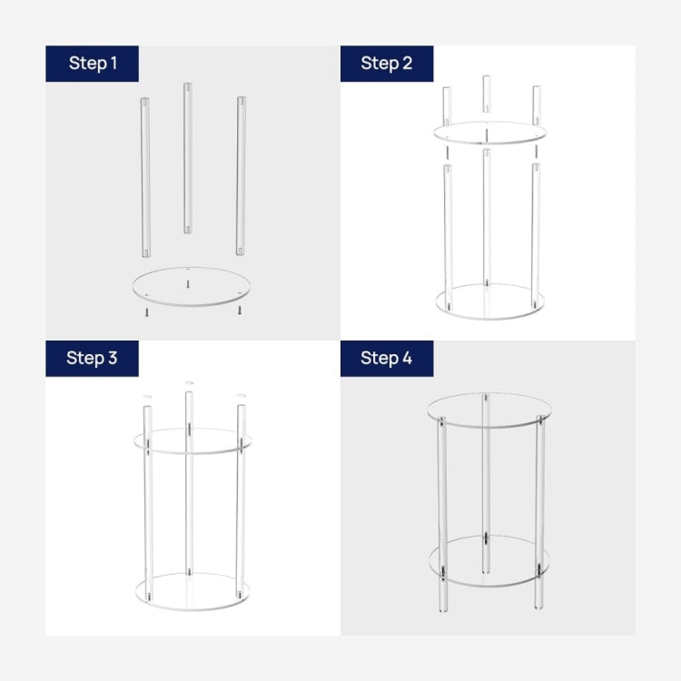 YX107 Acrylic Round Two-layer Small Bedside Table(Transparent)