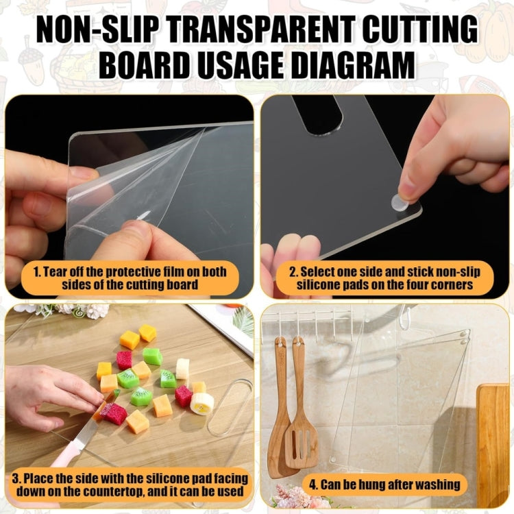 YX111 Acrylic Fruit Vegetable Cutting Board with Anti-slip Pad(Transparent)