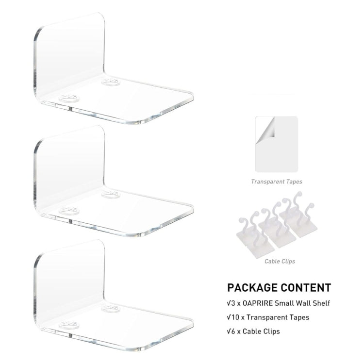 YX113 3pcs Acrylic Small Wall Mount(Transparent)
