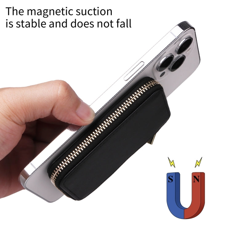 HS-005 MagSafe Magnetic Zipper Card Bag Mobile Phone Back Sticker(Black)
