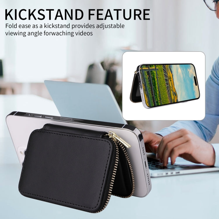 HS-005 MagSafe Magnetic Zipper Card Bag Mobile Phone Back Sticker(Black)