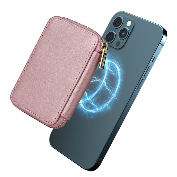 HS-005 MagSafe Magnetic Zipper Card Bag Mobile Phone Back Sticker(Rose Gold)