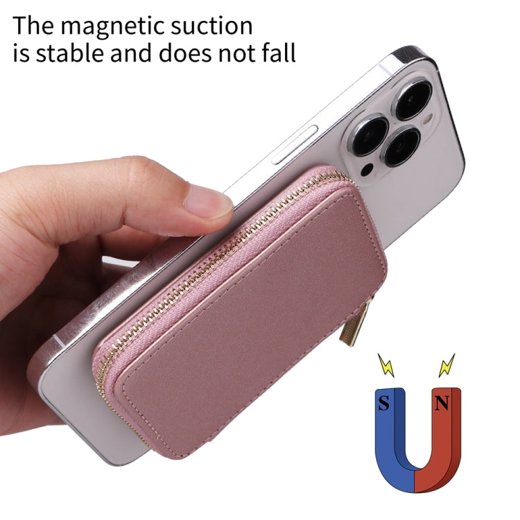HS-005 MagSafe Magnetic Zipper Card Bag Mobile Phone Back Sticker(Rose Gold)