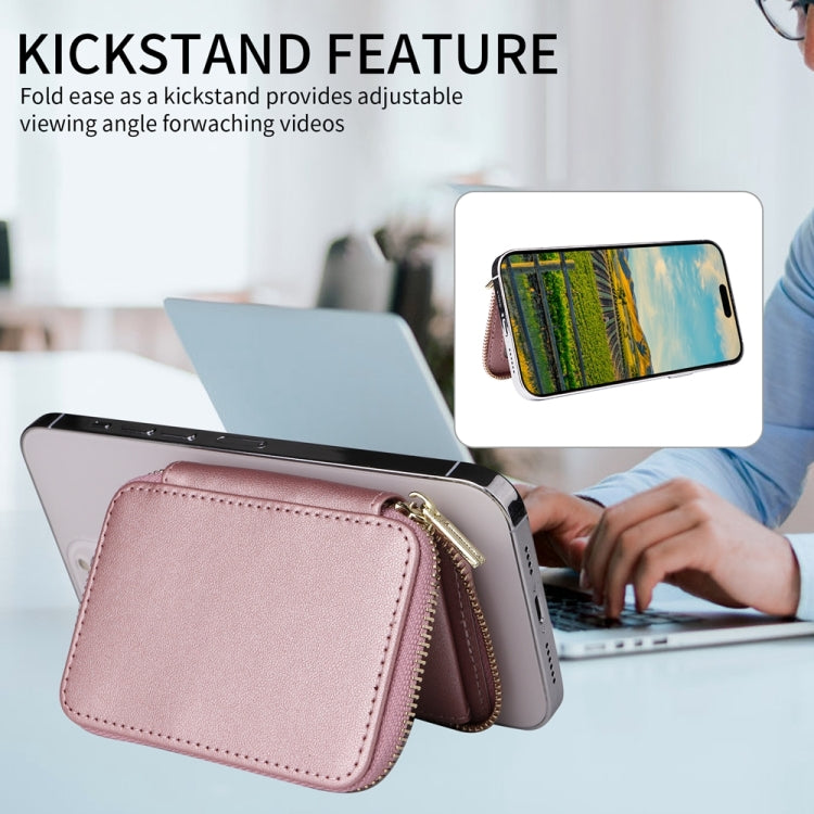 HS-005 MagSafe Magnetic Zipper Card Bag Mobile Phone Back Sticker(Rose Gold)