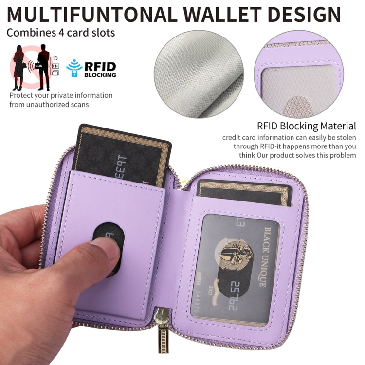 HS-005 MagSafe Magnetic Zipper Card Bag Mobile Phone Back Sticker(Light Purple)
