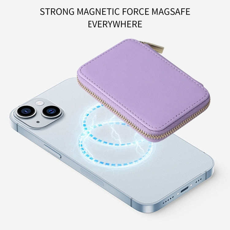 HS-005 MagSafe Magnetic Zipper Card Bag Mobile Phone Back Sticker(Light Purple)