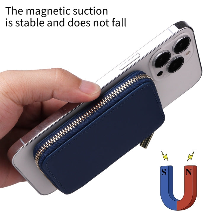 HS-005 MagSafe Magnetic Zipper Card Bag Mobile Phone Back Sticker(Blue)
