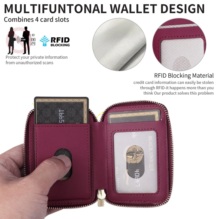HS-005 MagSafe Magnetic Zipper Card Bag Mobile Phone Back Sticker(Wine Red)