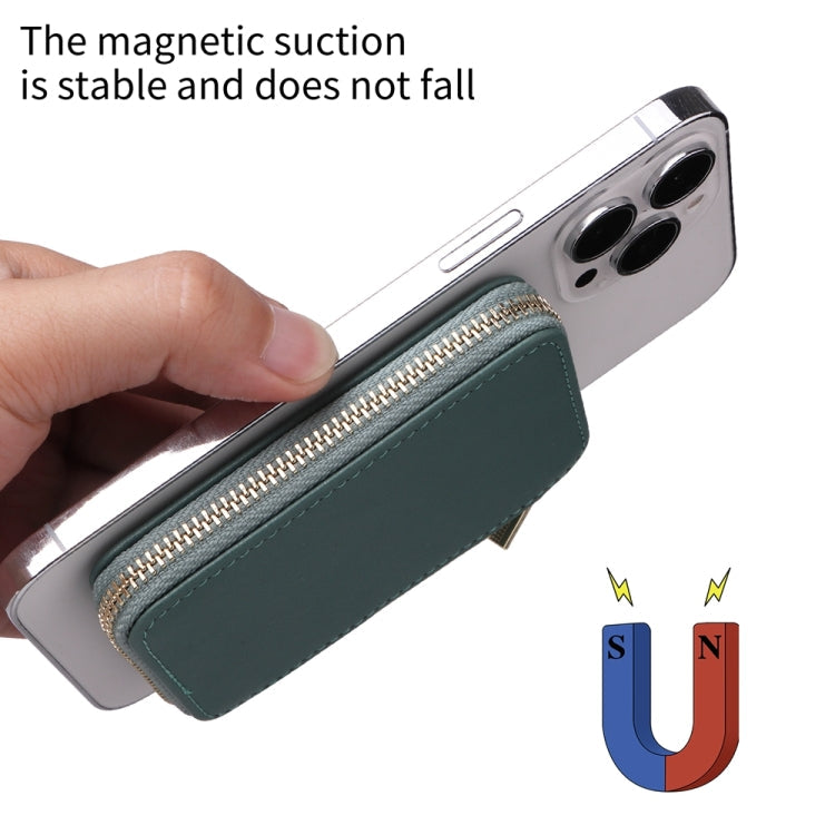 HS-005 MagSafe Magnetic Zipper Card Bag Mobile Phone Back Sticker(Green)