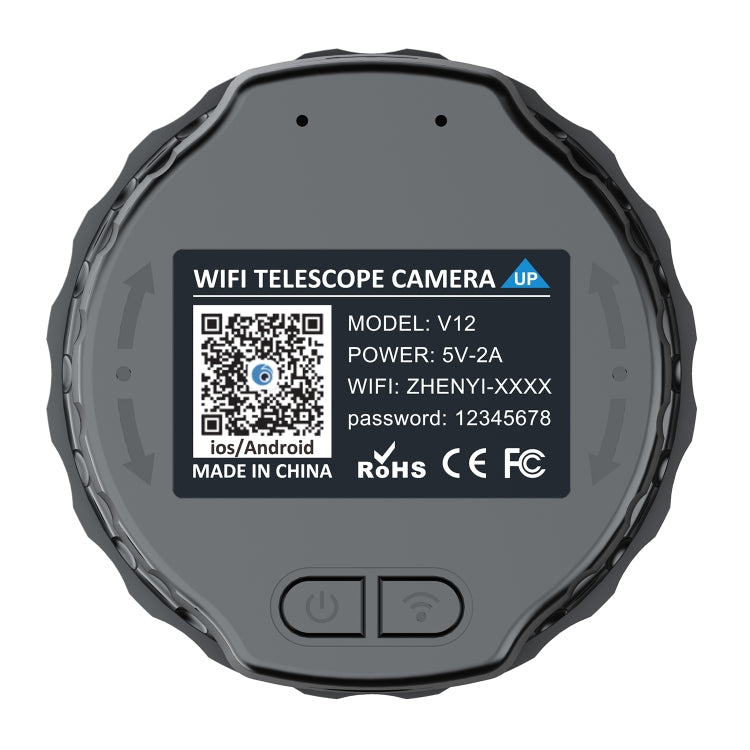 V12 2K WiFi HD Telescope Eyepiece Outdoor Portable Mirror Camera(Black)