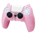 For Sony PS5 Cat Ear Shape Gamepad Silicone Protective Case(Pink)