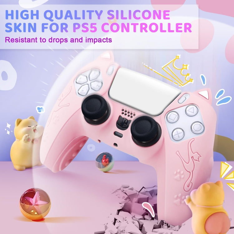 For Sony PS5 Cat Ear Shape Gamepad Silicone Protective Case(Black)