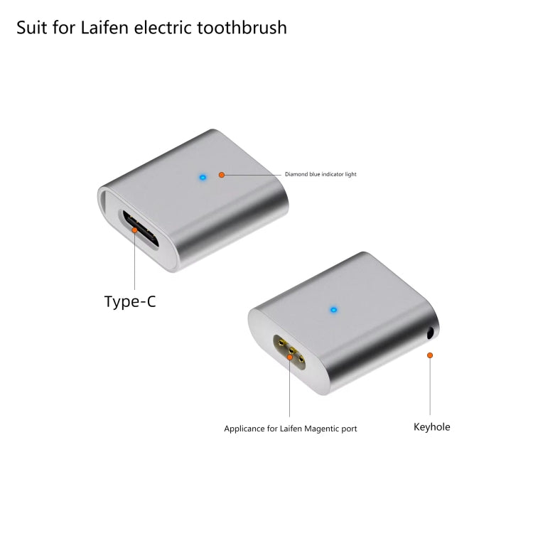 For Laifen Electric Toothbrush Magnetic Charging Adapter(Type-C Female to Straight Head)