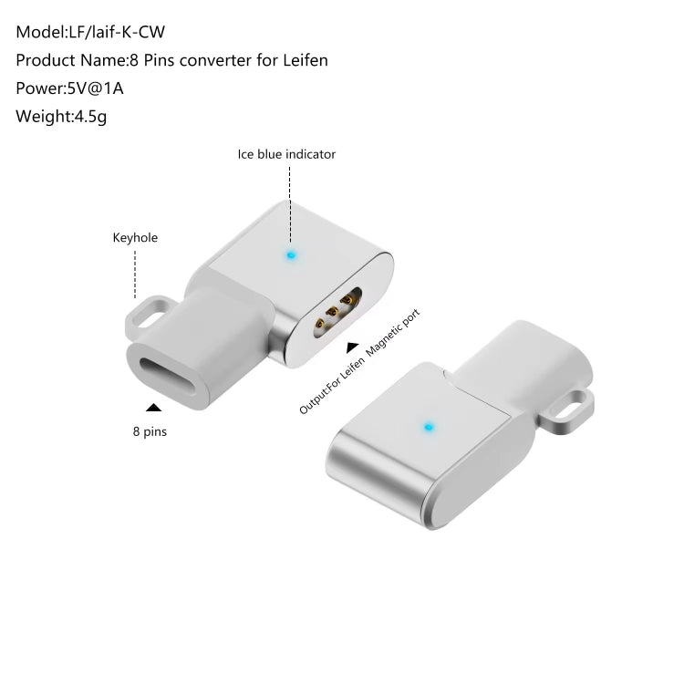 For Laifen Electric Toothbrush Magnetic Charging Adapter(8 Pin Female to Side Bend)