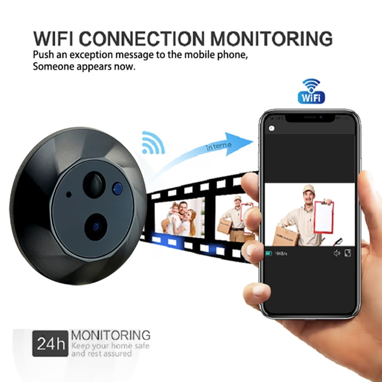 SY-35 4.3 inch Color Screen Graffiti Hidden 1080P WiFi Smart Cat Eye Video Doorbell(Black)