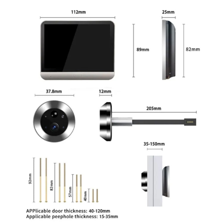 SY-36 4.3 inch Color Screen Graffiti Hidden 1080P WiFi Smart Cat Eye Video Doorbell(Black)