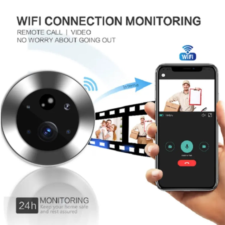 SY-36 4.3 inch Color Screen Graffiti Hidden 1080P WiFi Smart Cat Eye Video Doorbell(Black)