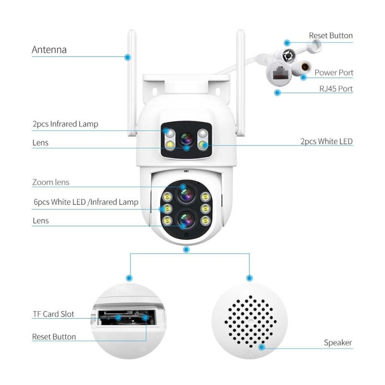 ESCAM QF500 5+5MP Motion Detection WiFi Intelligent 10X Optical Zoom Camera(AU Plug)
