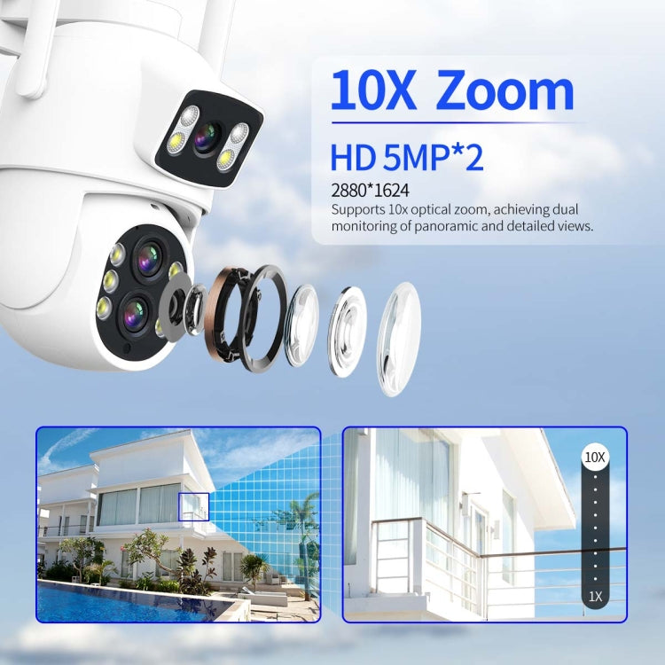 ESCAM QF500 5+5MP Motion Detection WiFi Intelligent 10X Optical Zoom Camera(UK Plug)