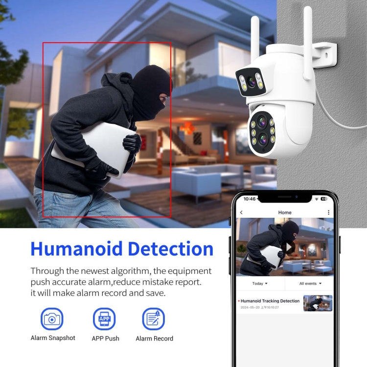 ESCAM QF500 5+5MP Motion Detection WiFi Intelligent 10X Optical Zoom Camera(UK Plug)