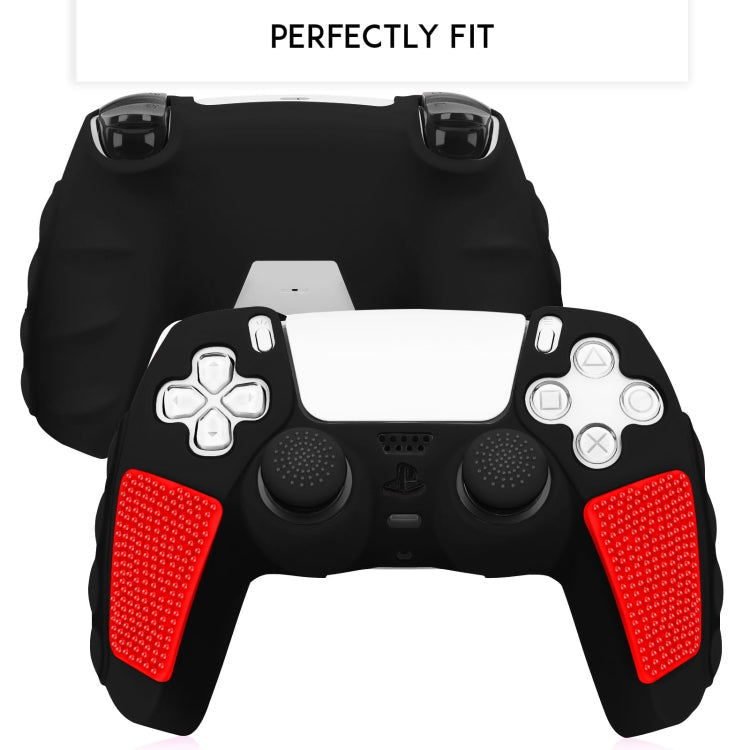 For Sony PS5 Splicing Color Silicone Gamepad Protective Case without Rocker Caps(Black White)