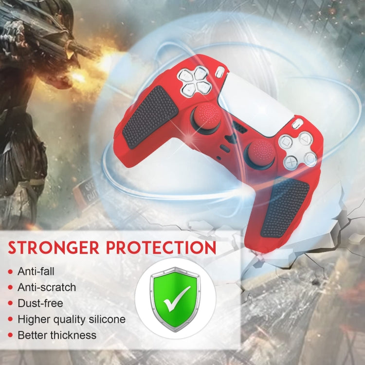 For Sony PS5 Splicing Color Silicone Gamepad Protective Case without Rocker Caps(Red Black)