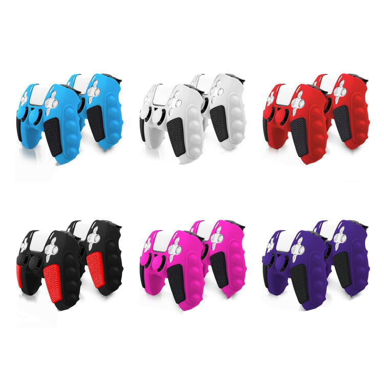 For Sony PS5 Splicing Color Silicone Gamepad Protective Case without Rocker Caps(Pink Black)