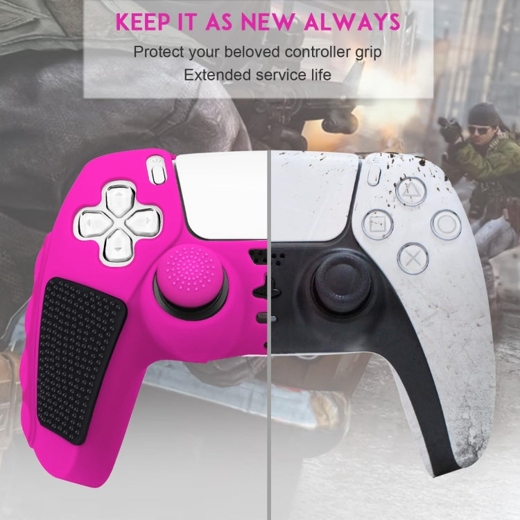 For Sony PS5 Splicing Color Silicone Gamepad Protective Case without Rocker Caps(Pink Black)