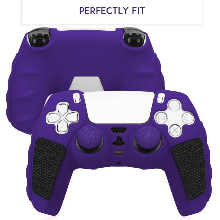 For Sony PS5 Splicing Color Silicone Gamepad Protective Case without Rocker Caps(Purple Black)