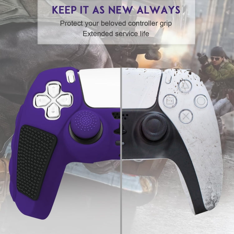 For Sony PS5 Splicing Color Silicone Gamepad Protective Case without Rocker Caps(Purple Black)