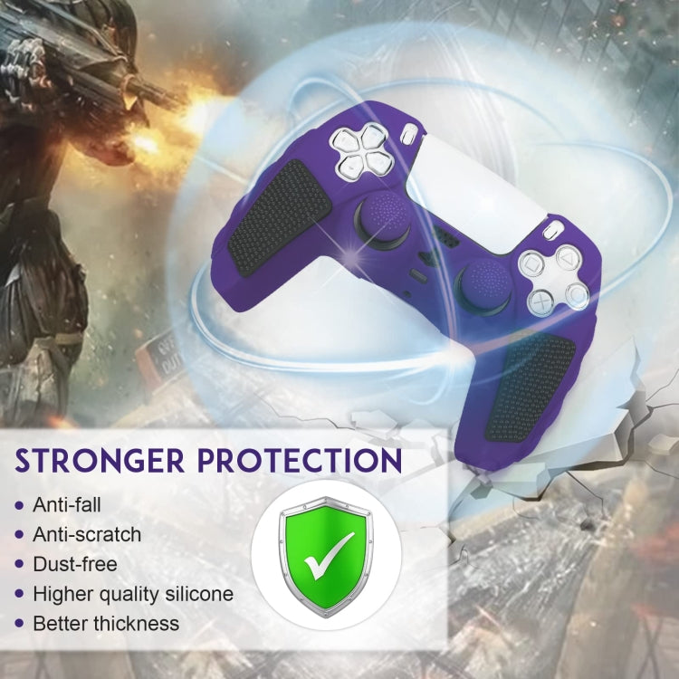 For Sony PS5 Splicing Color Silicone Gamepad Protective Case without Rocker Caps(Purple Black)
