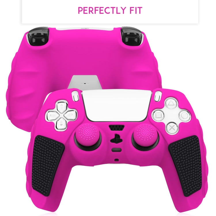 For Sony PS5 Splicing Color Silicone Gamepad Protective Case with Rocker Caps(Pink Black)