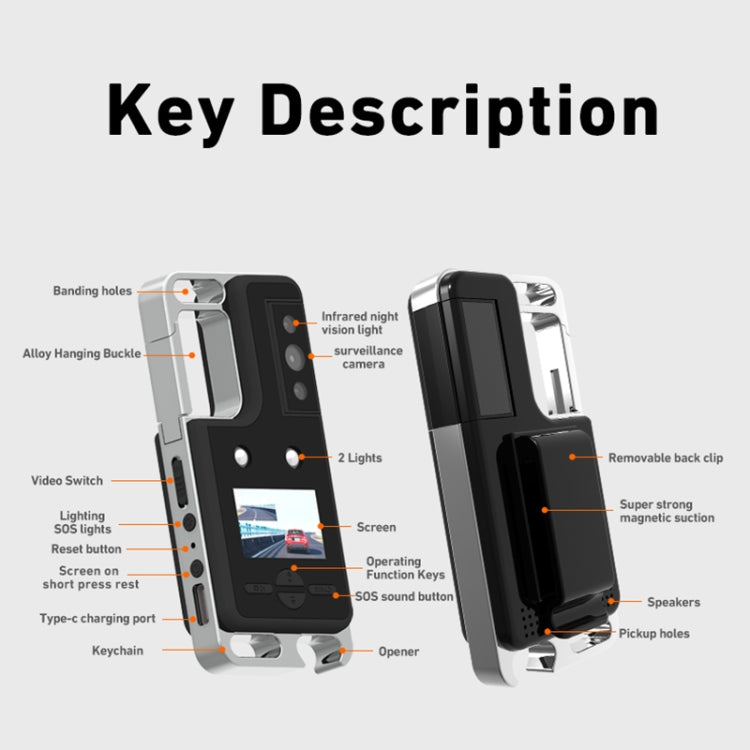 D6 2K Acoustic and Visual Distress Signal Cycling SOS Recorder with Light(Black)