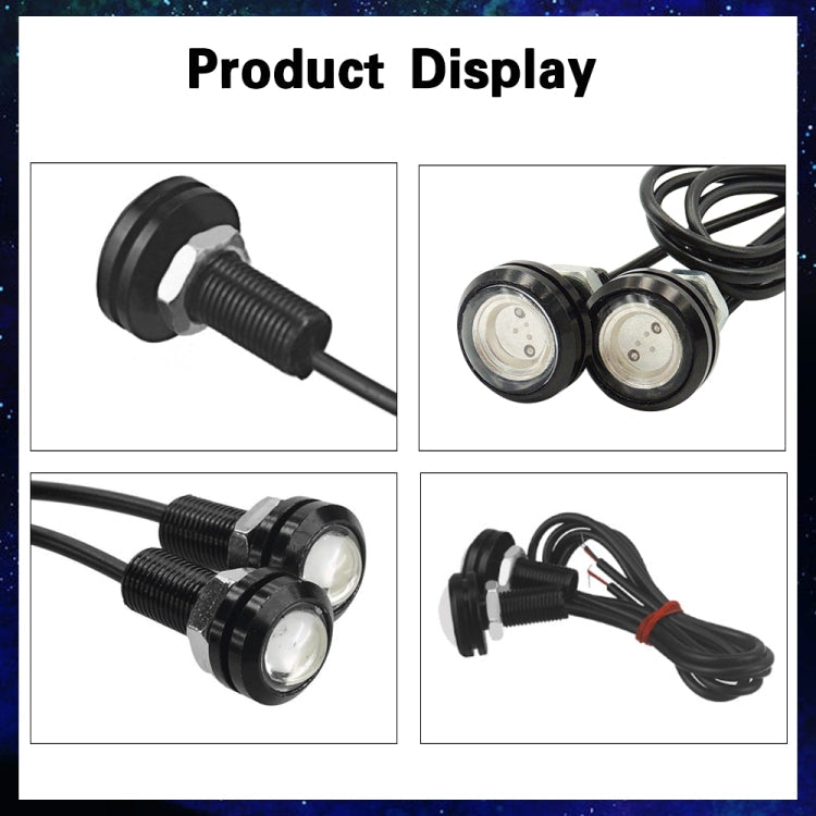 10pcs 23mm 1.5W DC12V Motorcycle Eagle Eye Light Double Lens Strobe Light(Red Light)