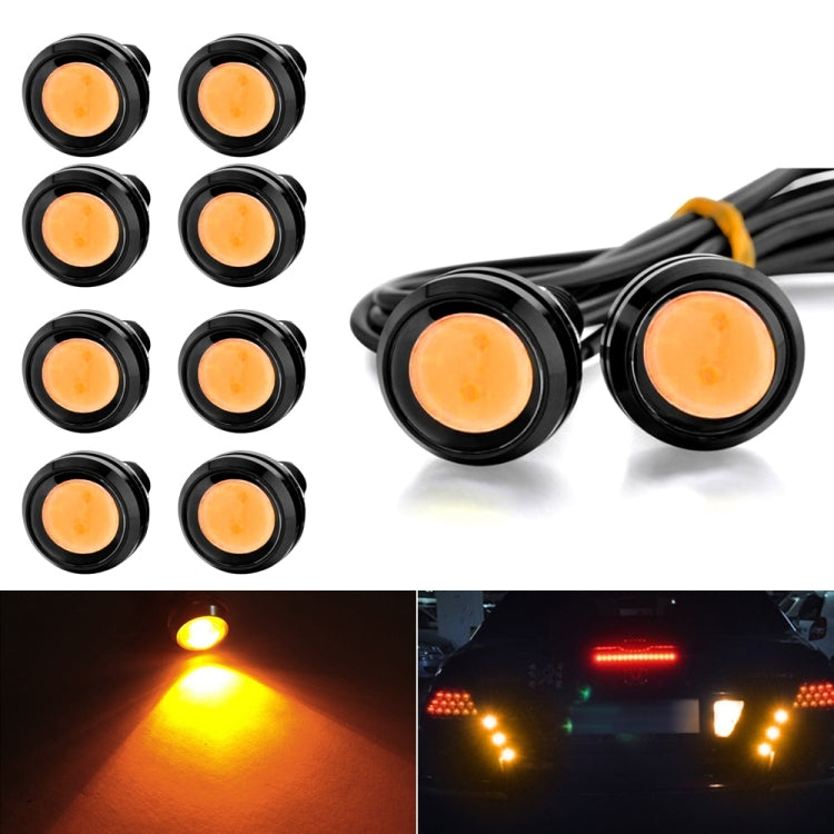 10pcs 23mm 1.5W DC12V Motorcycle Eagle Eye Light Double Lens Strobe Light(Yellow Light)