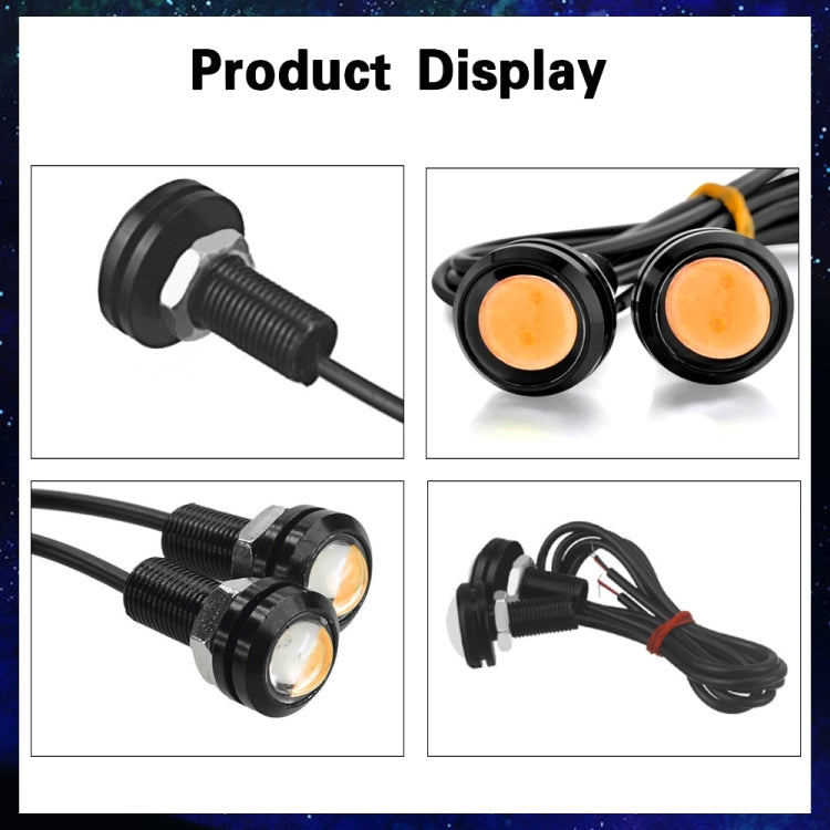10pcs 23mm 1.5W DC12V Motorcycle Eagle Eye Light Double Lens Strobe Light(Yellow Light)