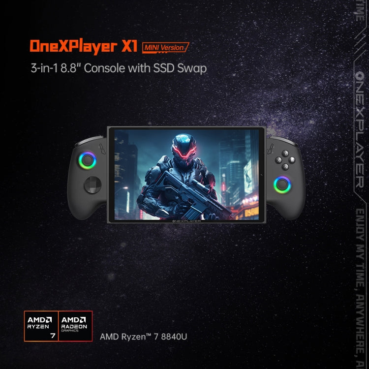 ONE-NETBOOK OneXPlayer X1 mini 8.8 inch Handheld Game Console, 32GB+1TB, Windows 11 AMD Ryzen 7 8840U(Black)