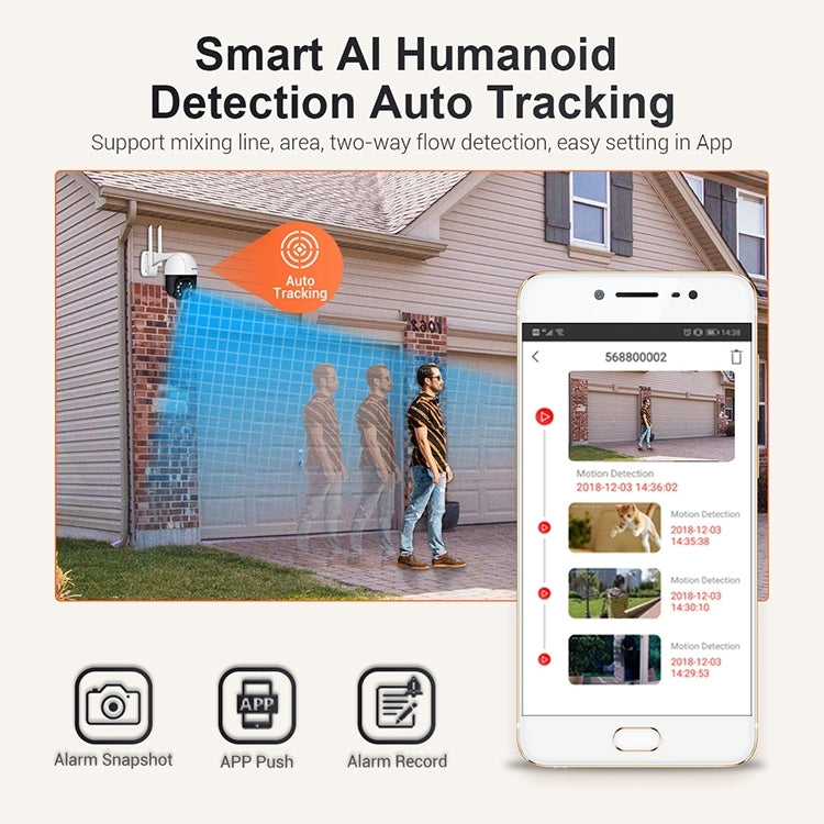 ESCAM QF518 5MP Smart WiFi IP Camera, Support AI Humanoid Detection / Auto Tracking / Dual Light Night Vision / Cloud Storage / Two Way Audio / TF Card, Plug:US Plug(White)