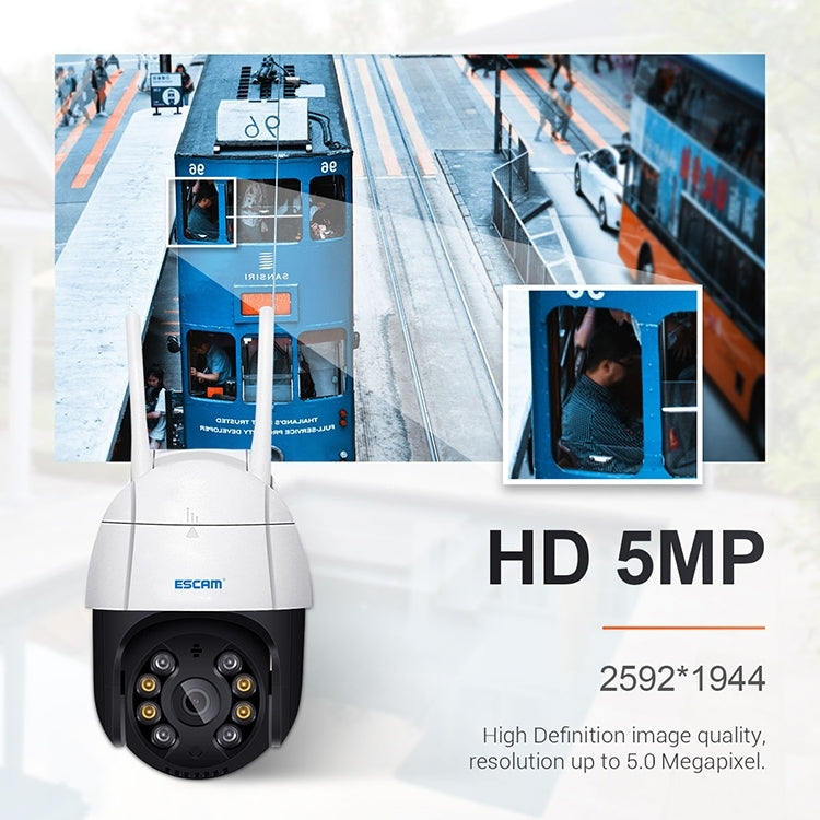 ESCAM QF518 5MP Smart WiFi IP Camera, Support AI Humanoid Detection / Auto Tracking / Dual Light Night Vision / Cloud Storage / Two Way Audio / TF Card, Plug:US Plug(White)
