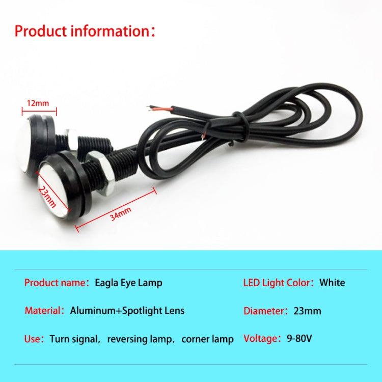 10 PCS 23mm 6LEDs SMD-5730 DC9-80V Motorcycle Eagle Eye Light(White Light)