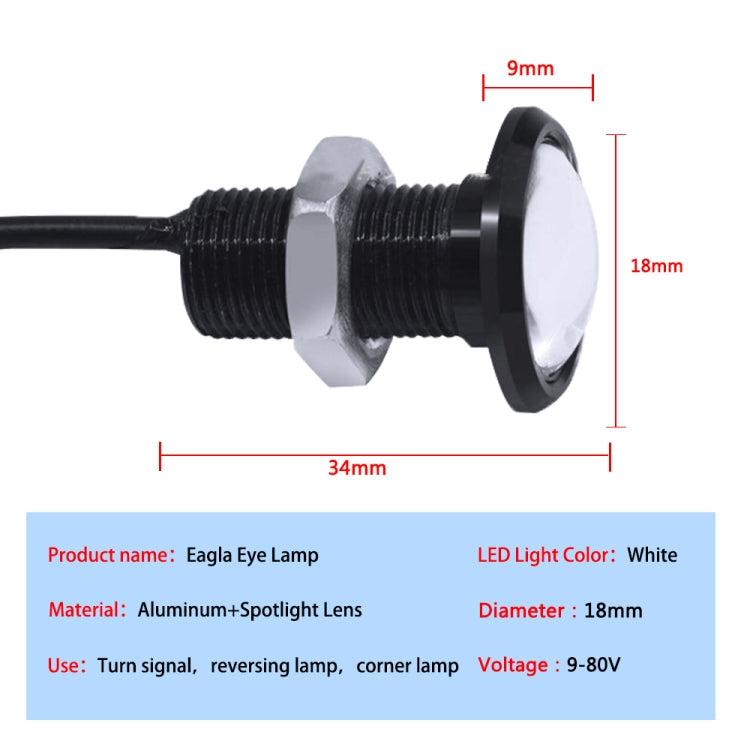 10 PCS 18mm 1.5W DC9-80V Motorcycle Eagle Eye Light Single Lens(Yellow Light)