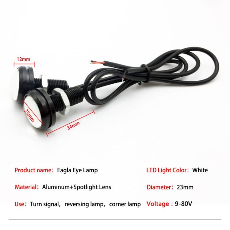 10 PCS 23mm 1.5W DC9-80V Motorcycle Eagle Eye Light Double Lens(Red Light)